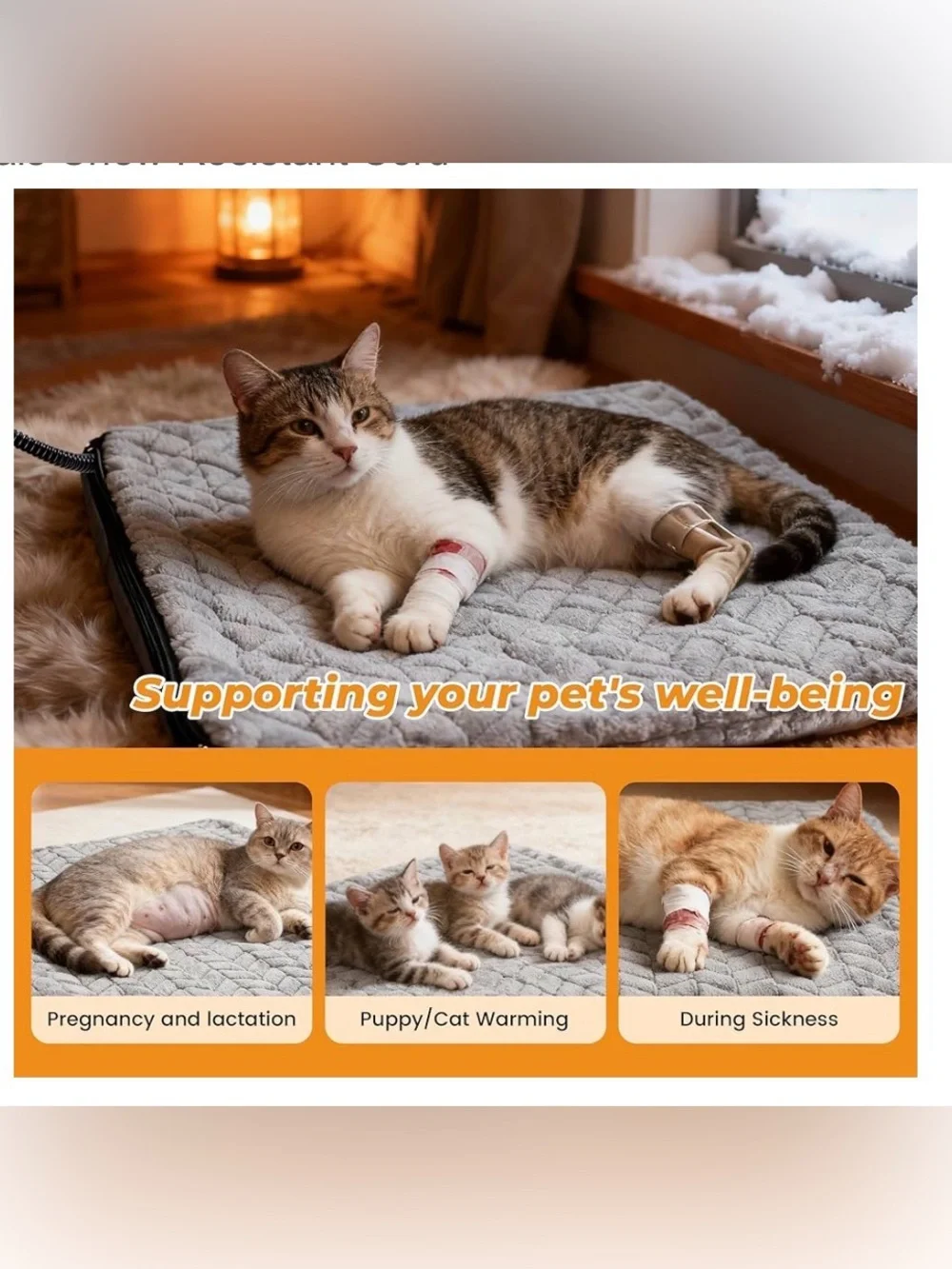 Heated Quilted Dog Mat - Gray